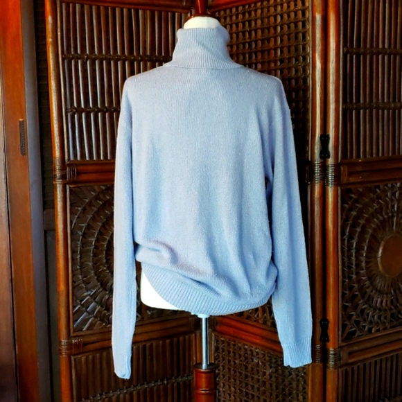 WINTERSILKS Vintage 100% Silk TurtleNeck Sweater Lavender XL NWT - Picture 7 of 9